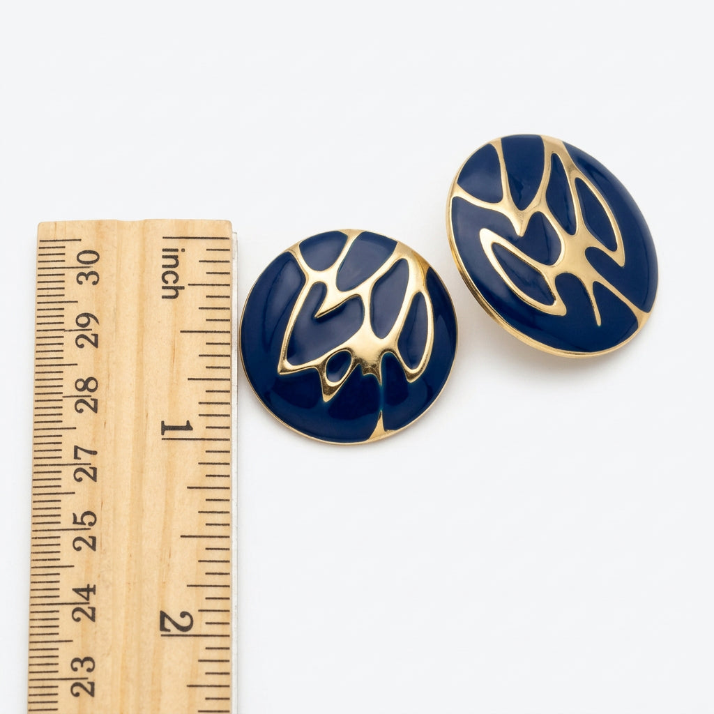 Blue and gold stud earrings