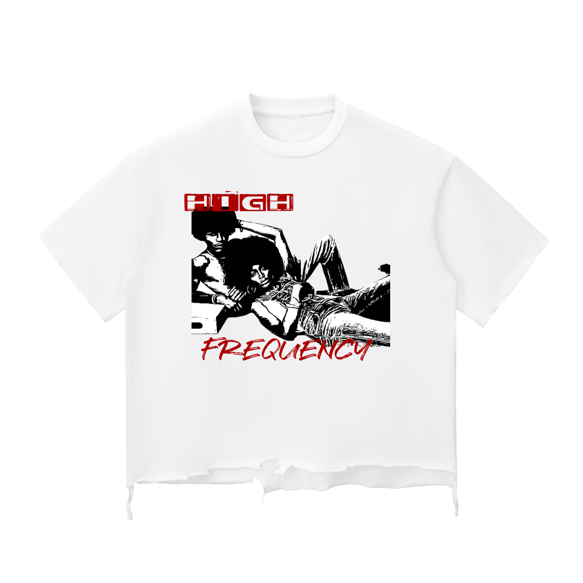 Love high frequency Raw-Hem  T-shirt